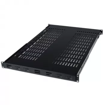 StarTech.com ADJSHELF 1U syvyydeltään säädettävä tuuletettu palvelinkaapin hylly, 19 tuumaa, 80 kg (175 lb), asennussyvyys 480–960 mm (19,5–38 tuumaa), syvyys 70 cm (27,5 tuumaa), musta