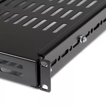 StarTech.com ADJSHELF 1U syvyydeltään säädettävä tuuletettu palvelinkaapin hylly, 19 tuumaa, 80 kg (175 lb), asennussyvyys 480–960 mm (19,5–38 tuumaa), syvyys 70 cm (27,5 tuumaa), musta