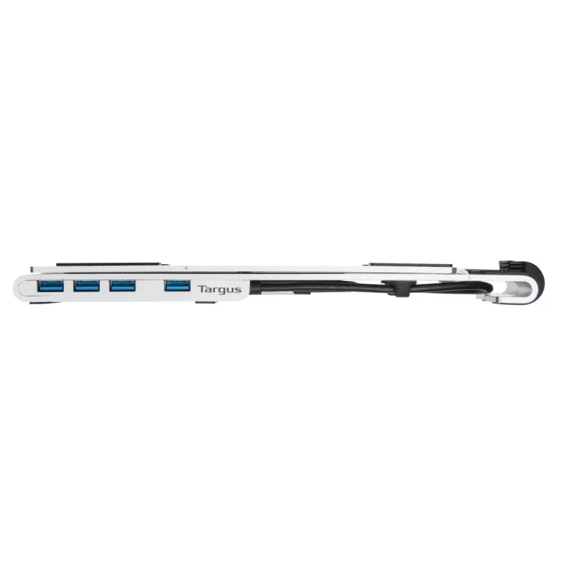 Targus AWU100205GL kannettavan jalusta 4-porttisella USB-keskittimellä, 25,4–39,6 cm (10–15,6 tuumaa), hopea