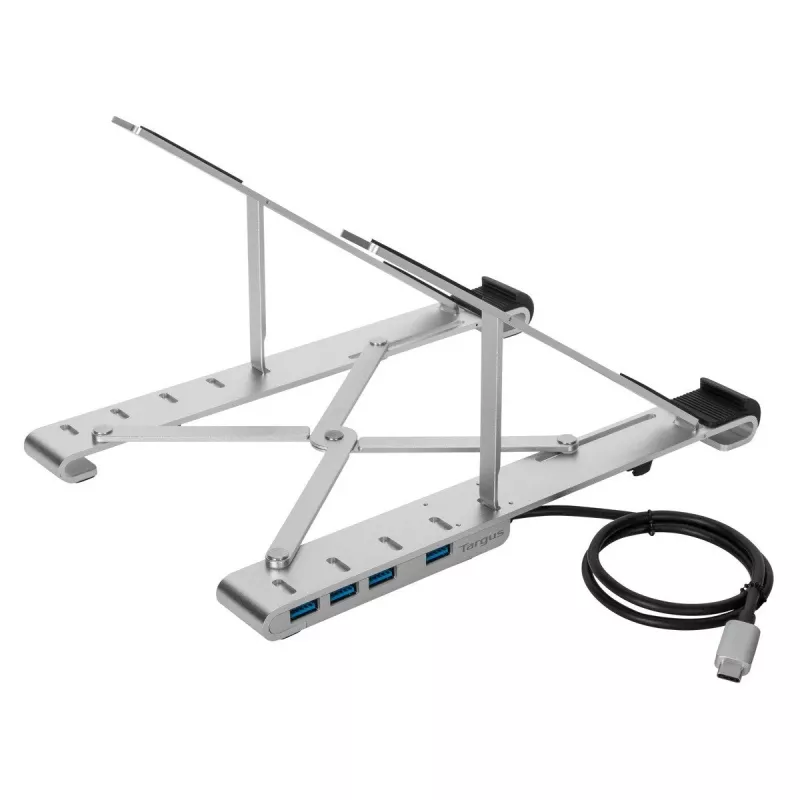 Targus AWU100205GL kannettavan jalusta 4-porttisella USB-keskittimellä, 25,4–39,6 cm (10–15,6 tuumaa), hopea