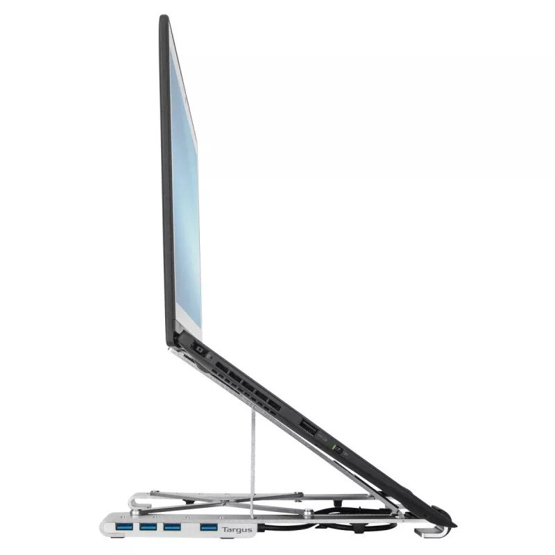 Targus AWU100205GL kannettavan jalusta 4-porttisella USB-keskittimellä, 25,4–39,6 cm (10–15,6 tuumaa), hopea