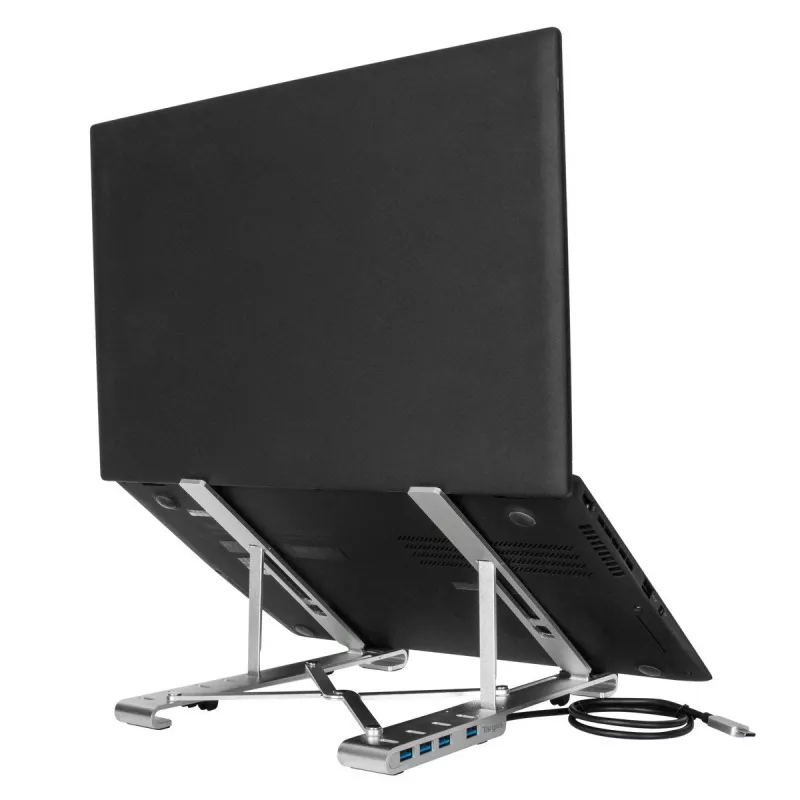 Targus AWU100205GL kannettavan jalusta 4-porttisella USB-keskittimellä, 25,4–39,6 cm (10–15,6 tuumaa), hopea