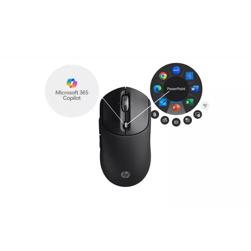 HP 700 ladattava langaton hiiri, molempikätinen, RF Wireless + Bluetooth, 6000 DPI, musta