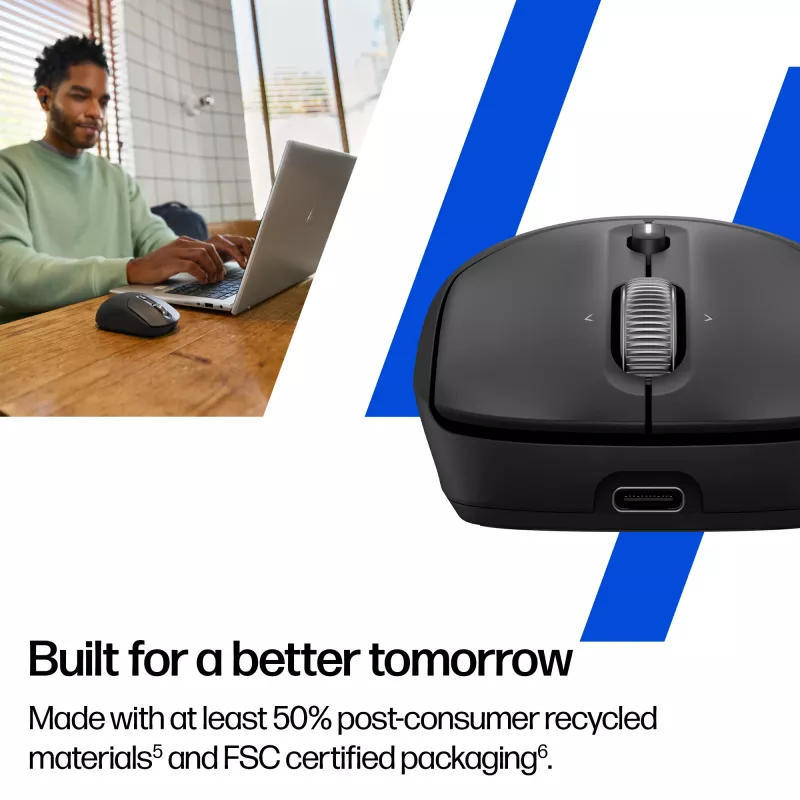 HP 700 ladattava langaton hiiri, molempikätinen, RF Wireless + Bluetooth, 6000 DPI, musta