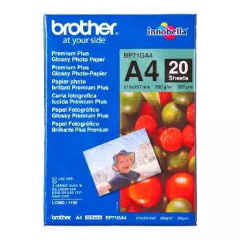 Brother A4 kiiltävä paperi, 260 g/m², A4, sininen, punainen, 20 arkkia, 265 µm, 100 vuotta