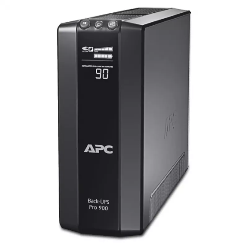 APC BR900G-FR Power-Saving Back-UPS Pro 900 line-interactive-UPS-laite, 900 VA (0,9 kVA), 540 W, 230 V, 6 E-tyypin pistorasiaa, USB, 45 dB, musta