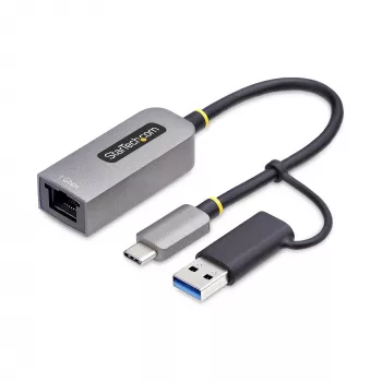 StarTech.com USB-C-Ethernet-sovitin USB-A-donglella, 10/100/1000 Mbit/s, USB 3.0 - Gigabit Ethernet verkkosovitin, 15 cm kiinteä kaapeli, USB GbE -sovitin