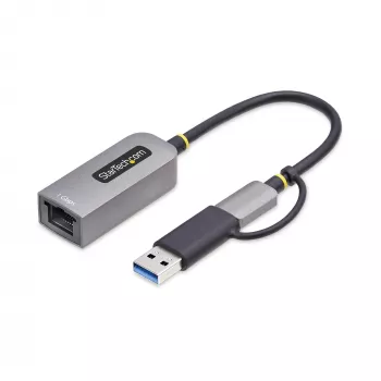 StarTech.com USB-C-Ethernet-sovitin USB-A-donglella, 10/100/1000 Mbit/s, USB 3.0 - Gigabit Ethernet verkkosovitin, 15 cm kiinteä kaapeli, USB GbE -sovitin