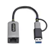 StarTech.com USB-C-Ethernet-sovitin USB-A-donglella, 10/100/1000 Mbit/s, USB 3.0 - Gigabit Ethernet verkkosovitin, 15 cm kiinteä kaapeli, USB GbE -sovitin