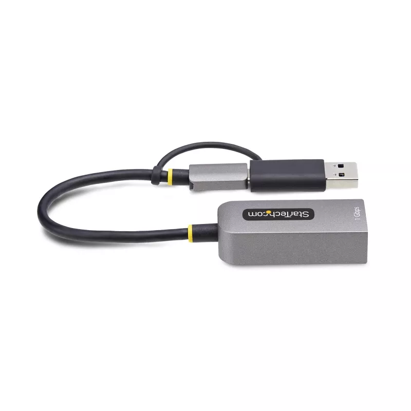 StarTech.com USB-C-Ethernet-sovitin USB-A-donglella, 10/100/1000 Mbit/s, USB 3.0 - Gigabit Ethernet verkkosovitin, 15 cm kiinteä kaapeli, USB GbE -sovitin