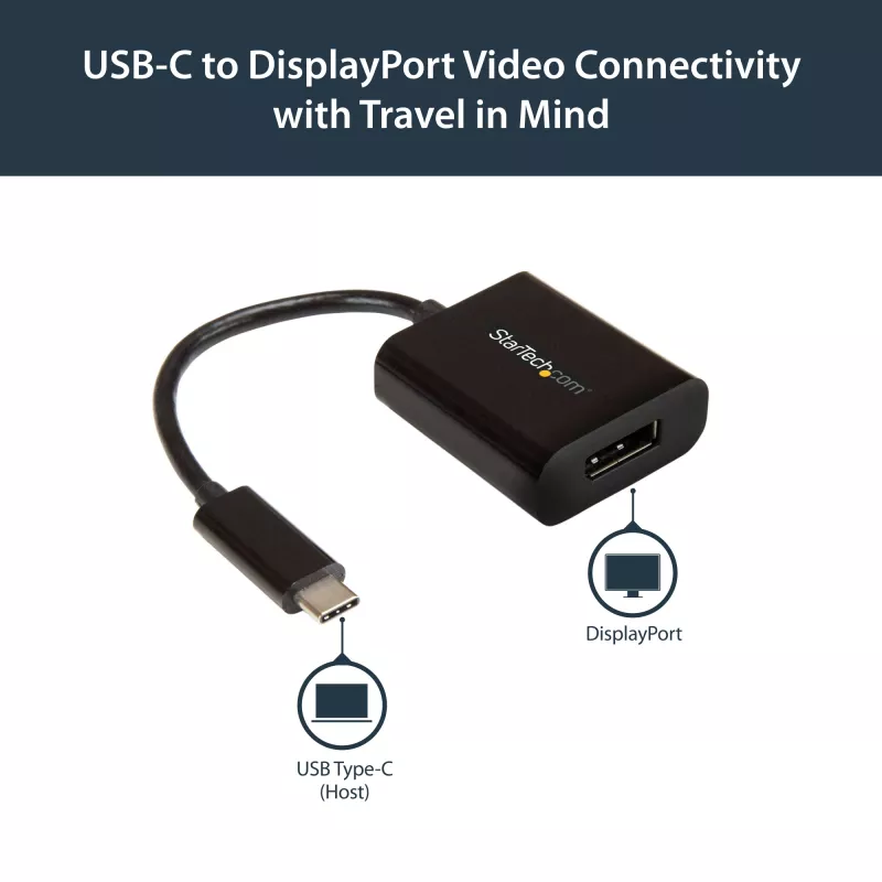 StarTech.com USB-C–DisplayPort-adapteri - 4K 60Hz/8K 30Hz - USB Type-C - DP 1.4 HBR2 -adapteridongle - kompakti USB-C (DP Alt Mode) -näyttövideomuunnin - Thunderbolt 3 -yhteensopiva