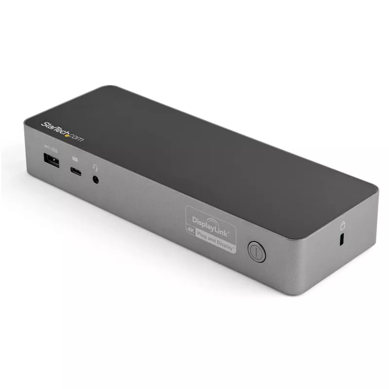 StarTech.com Universaali kannettavan tietokoneen telakointiasema, Hybridi-USB-C- & USB-A-telakka, Dual 4K DP & HDMI, 100W PD, Mac / Windows / Chrome OS, 4x USB 5Gbps keskitin, GbE