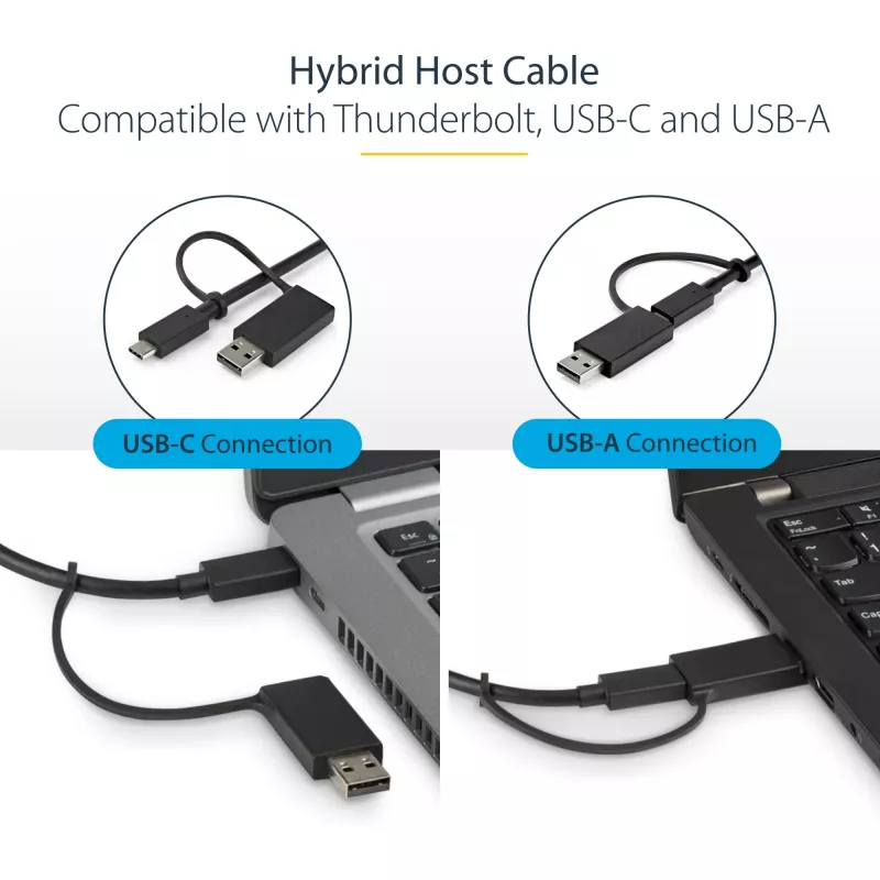 StarTech.com Universaali kannettavan tietokoneen telakointiasema, Hybridi-USB-C- & USB-A-telakka, Dual 4K DP & HDMI, 100W PD, Mac / Windows / Chrome OS, 4x USB 5Gbps keskitin, GbE
