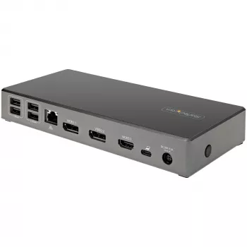 StarTech.com USB C telakka - Kolmen 4K näytön USB Type-C telakointiasema - 100W Power Delivery - DP 1.4 Alt Mode & DSC, 2x DisplayPort 1.4/HDMI 2.0 - 6xUSB (2x 10Gbps) - Windows/Chrome