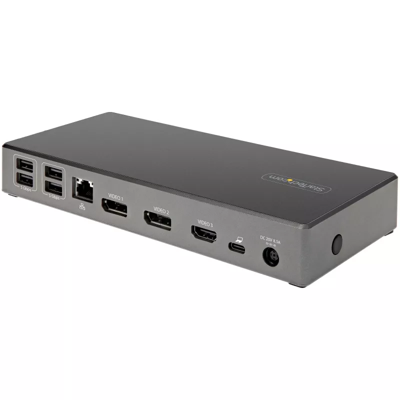 StarTech.com USB C telakka - Kolmen 4K näytön USB Type-C telakointiasema - 100W Power Delivery - DP 1.4 Alt Mode & DSC, 2x DisplayPort 1.4/HDMI 2.0 - 6xUSB (2x 10Gbps) - Windows/Chrome