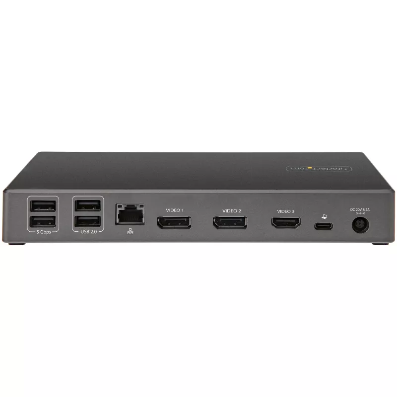 StarTech.com USB C telakka - Kolmen 4K näytön USB Type-C telakointiasema - 100W Power Delivery - DP 1.4 Alt Mode & DSC, 2x DisplayPort 1.4/HDMI 2.0 - 6xUSB (2x 10Gbps) - Windows/Chrome