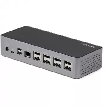 StarTech.com USB-C-telakka – 4K 60Hz neljän näytön DisplayPort & HDMI – Universaali USB-C-telakointiasema 100W Power Delivery - USB-keskitin 1x USB Type-C & 3x USB-A, Ethernet, ääni