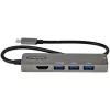 StarTech.com USB-C-moniporttiadapteri - USB-C–HDMI 2.0b 4K 60Hz (HDR10), 100W Power Delivery läpivienti, 4-porttinen USB 3.0 keskitin - USB Type-C mini-telakka - 30 cm pitkä, kiinteä kaapeli