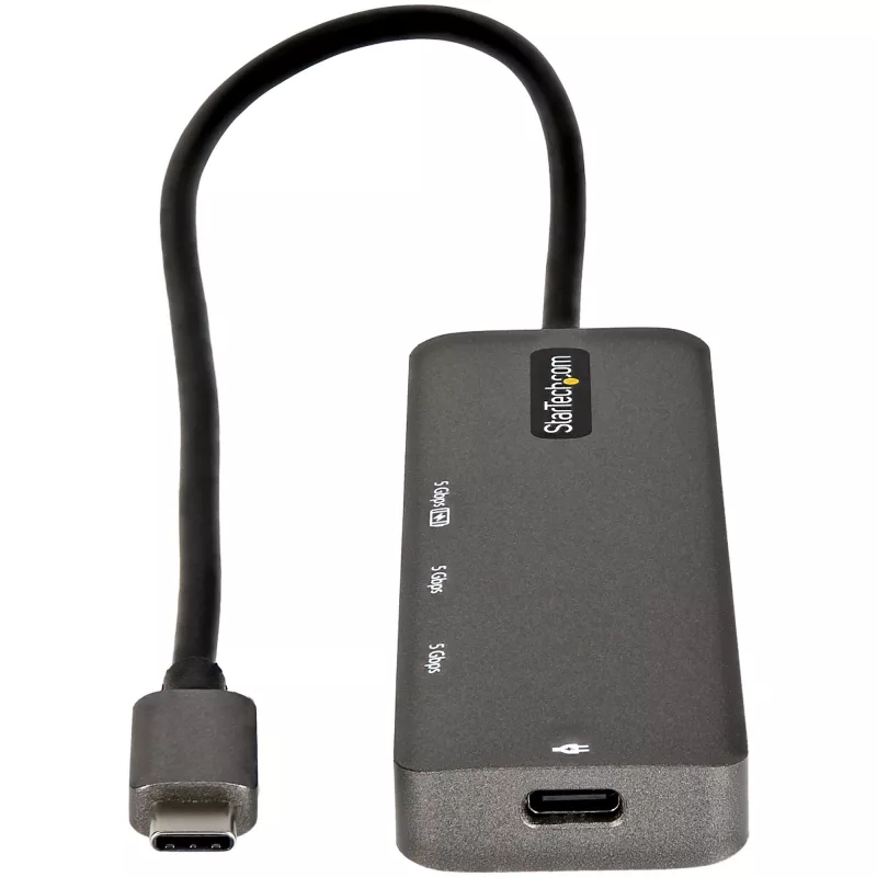 StarTech.com USB-C-moniporttiadapteri - USB-C–HDMI 2.0b 4K 60Hz (HDR10), 100W Power Delivery läpivienti, 4-porttinen USB 3.0 keskitin - USB Type-C mini-telakka - 30 cm pitkä, kiinteä kaapeli