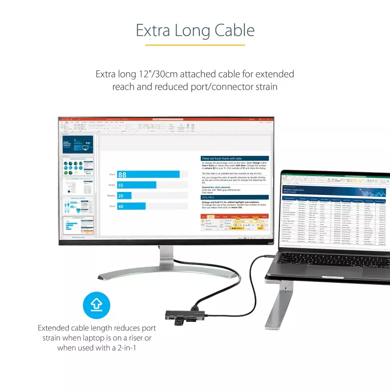 StarTech.com DKT30CHSDPD USB-C-moniporttisovitin minitelakka, 4K HDMI, 100 W PD, SD/microSD-korttipaikka, 3-porttinen USB 3.0 -keskitin, 30 cm kiinteä kaapeli