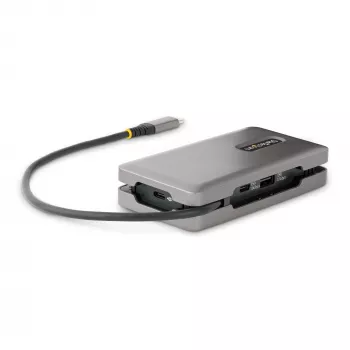 StarTech.com USB-C-moniporttiadapteri – 4K 60Hz HDMI/DP – 3-porttinen USB-keskitin – 100W Power Delivery läpivienti – GbE – Mini-telakointiasema matkalle lataustoiminnolla – 30 cm kääritty kaapeli