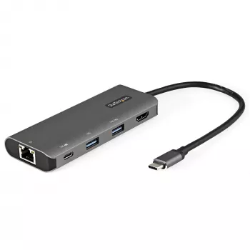 StarTech.com USB-C-moniporttiadapteri - 10 Gbit/s USB Type-C mini-telakka 4K 30 Hz HDMI:llä - 100 W Power Delivery läpivienti - 3-porttinen USB-keskitin, GbE - USB 3.1/3.2 Gen 2 kannettavan tietokoneen telakka - 25,4 cm kaapeli