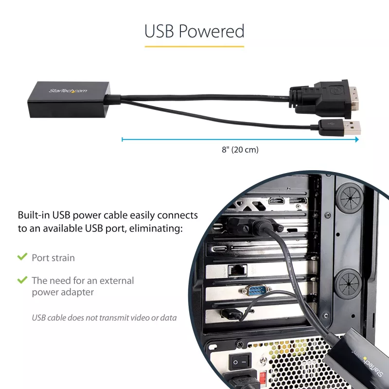 StarTech.com DVI–DisplayPort-adapteri – USB-virransyöttö – 1920 x 1200 – DVI–DisplayPort-muunnin – videoadapteri – DVI-D–DP