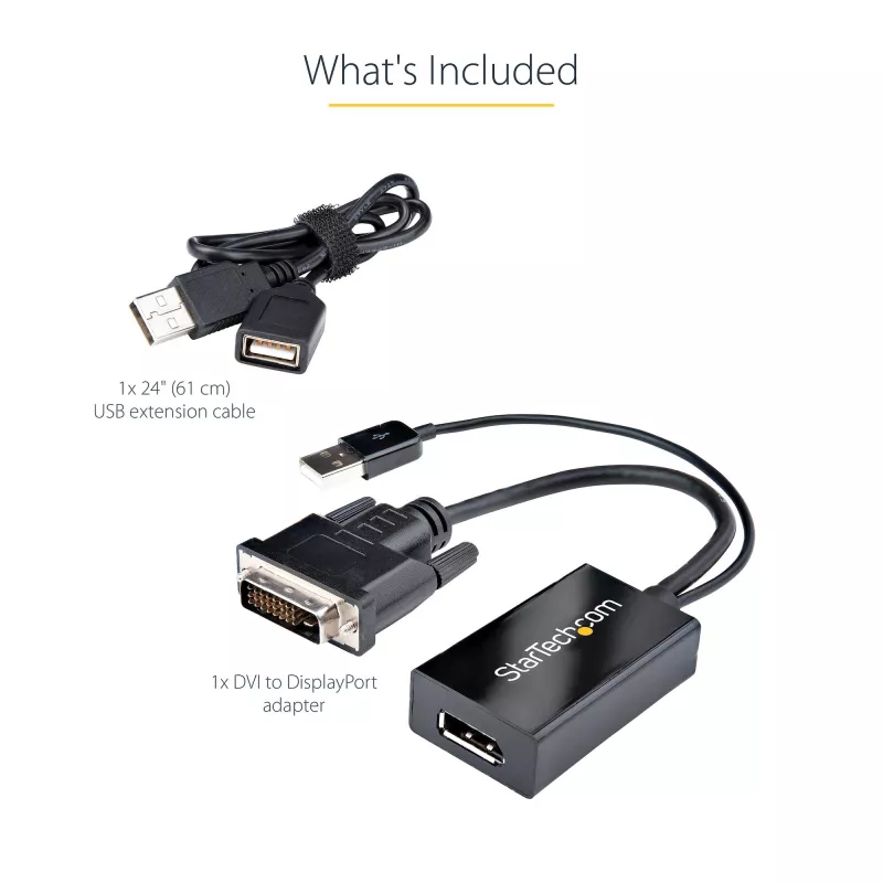 StarTech.com DVI–DisplayPort-adapteri – USB-virransyöttö – 1920 x 1200 – DVI–DisplayPort-muunnin – videoadapteri – DVI-D–DP