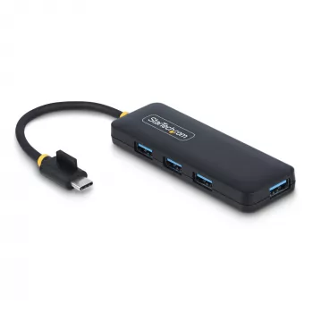 StarTech.com 4-porttinen USB-C-keskitin, 5 Gbit/s, USB-C 4x USB-A:han, väylävirralla toimiva, pieni matkakäyttöön tarkoitettu mini-keskitin, moniporttinen USB 3.0 -jakaja, kannettava keskitin, ylivirtasuojaus