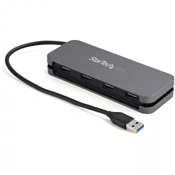 StarTech.com 4 Port USB 3.0 Hub - USB-A to 4x USB-A - SuperSpeed 5Gbps Portable USB 3.1 Gen 1 Type-A Hub - USB Bus Powered - Laptop/Desktop USB Hub with Long Cable 28cm & Cable Management~4 Port USB 3.0 Hub - USB-A to 4x USB-A - SuperSpeed 5Gbps Portable USB 3.2 Gen 1 Type-A Hub - USB Bus Powered - Laptop/Desktop USB Hub with Long Cable 28cm & Cable Management