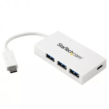 StarTech.com 4-porttinen USB-C-hubi, 1x USB-C- ja 3x USB-A-liitännällä (SuperSpeed 5 Gbit/s) – USB-väylävirralla toimiva – kannettava/kannettavan USB 3.0 -sovitinhubi – USB 3.2 Gen 1 Type-C -hubi – Valkoinen~4-porttinen USB-C-hubi, 1x USB-C- ja 3x USB-A-liitännällä (SuperSpeed 5 Gbit/s) – USB-väylävirralla toimiva – kannettava/kannettavan USB 3.0 -sovitinhubi – USB 3.2 Gen 1 Type-C -hubi