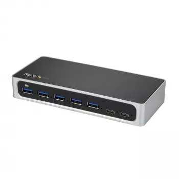 StarTech.com 7-porttinen USB C -keskitin, jossa pikalatausliitäntä – USB-C 5x USB-A:han ja 2x USB-C:hen (USB 3.0 SuperSpeed 5 Gbit/s) – itsestään virransyötettävä USB 3.2 Gen 1 Type-C -keskitin, jossa virtalähde – pöytäkoneen/kannettavan tietokoneen keskitin