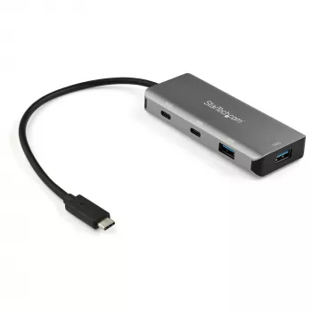 StarTech.com 4-porttinen USB C -keskitin, jossa 2x USB A ja 2x USB C – SuperSpeed 10 Gbit/s USB Type-C 3.1/3.2 Gen 2 -keskitin – USB-väylävirransyöttö – kannettava USB-C–USB-adapterikeskitin – alumiini – 25 cm (9,8 inch) kaapeli