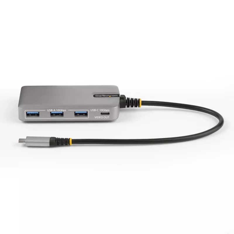 StarTech.com 4-porttinen USB-C-keskitin USB-C DP Alt Mode -videolähdöllä 4K 60Hz - 3x USB-A, 1x USB Type-C, 100W Power Delivery -läpivienti, USB 3.2 10Gbps, 30cm kaapeli, kannettava USB-keskitin