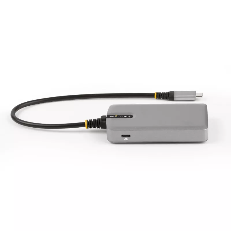 StarTech.com 4-porttinen USB-C-keskitin USB-C DP Alt Mode -videolähdöllä 4K 60Hz - 3x USB-A, 1x USB Type-C, 100W Power Delivery -läpivienti, USB 3.2 10Gbps, 30cm kaapeli, kannettava USB-keskitin