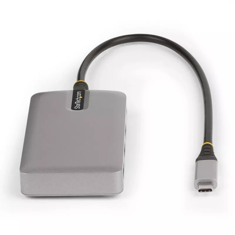 StarTech.com 4-porttinen USB-C-keskitin USB-C DP Alt Mode -videolähdöllä 4K 60Hz - 3x USB-A, 1x USB Type-C, 100W Power Delivery -läpivienti, USB 3.2 10Gbps, 30cm kaapeli, kannettava USB-keskitin