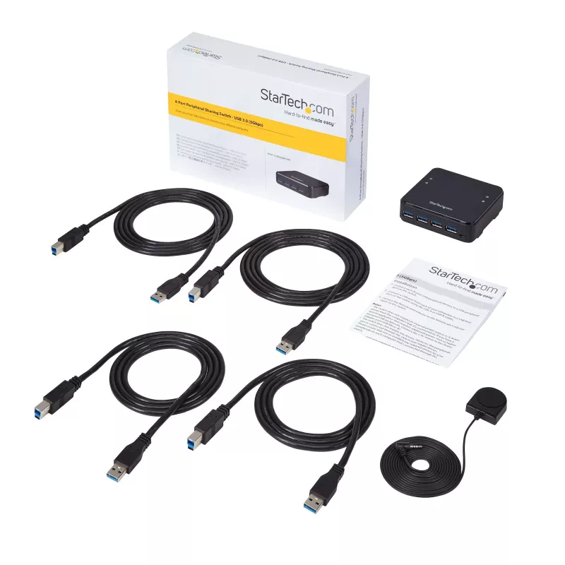 StarTech.com 4–4 USB 3.0 -oheislaitevaihtokotelo, 5 Gbit/s, Micro-USB Type-B, musta, muovi, CE, FCC, REACH, 0–40 °C