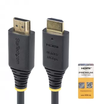 StarTech.com 1 m (3,3 ft) Premium-sertifioitu High Speed HDMI -kaapeli, 4K 60 Hz/1440p 144 Hz, HDR10/HDCP 2.2/ARC, 18 Gbit/s, UHD HDMI 2.0 -kaapeli TV:lle/näytölle/monitorille, TPE-päällyste