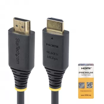 StarTech.com 50 cm Premium-sertifioitu High-Speed-HDMI-kaapeli, 4K 60Hz/1440p 144Hz, HDR10/HDCP 2.2/ARC, 18Gbps, UHD HDMI 2.0 -kaapeli TV/monitori/näyttö, TPE-päällyste