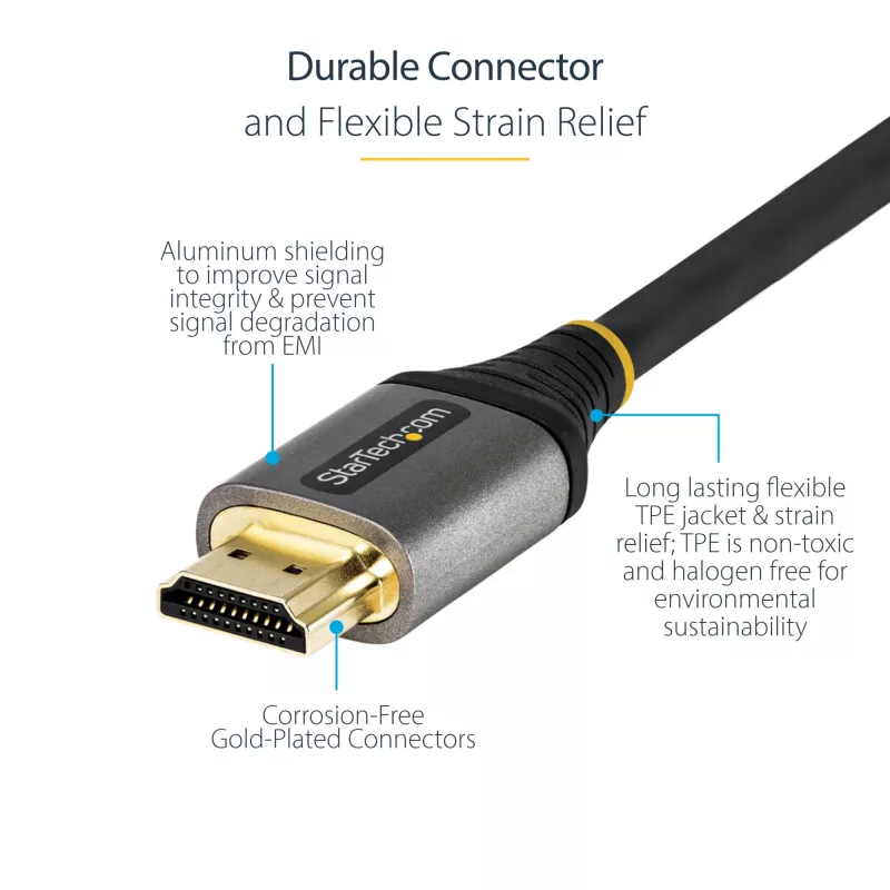 StarTech.com 2 m Premium Certified HDMI 2.0 -kaapeli – High Speed Ultra HD 4K 60 Hz HDMI -kaapeli Ethernetillä – HDR10, ARC – UHD-HDMI-videokaapeli – UHD-monitoreille, televisioille, näytöille – M/M