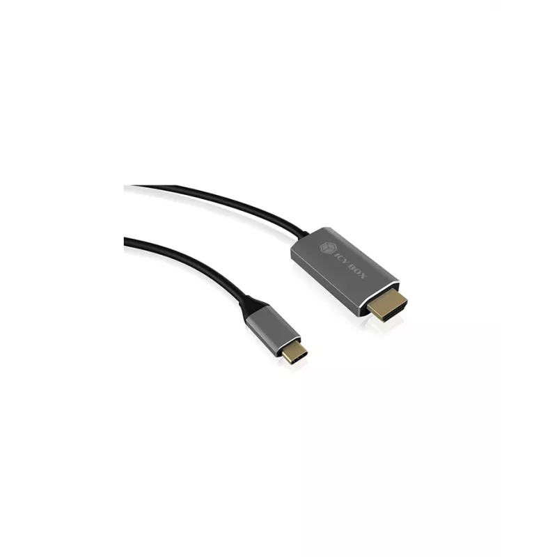 Icy Box IB-CB020-C USB Type-C - HDMI -kaapeli, 1,8 m, 4K 60 Hz, musta/hopea