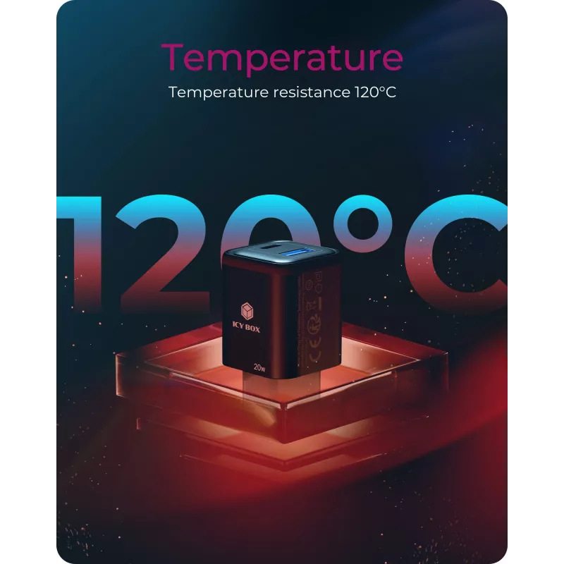 ICY BOX IB-PS1020-PD universaali musta AC-pikalaturi sisäkäyttöön