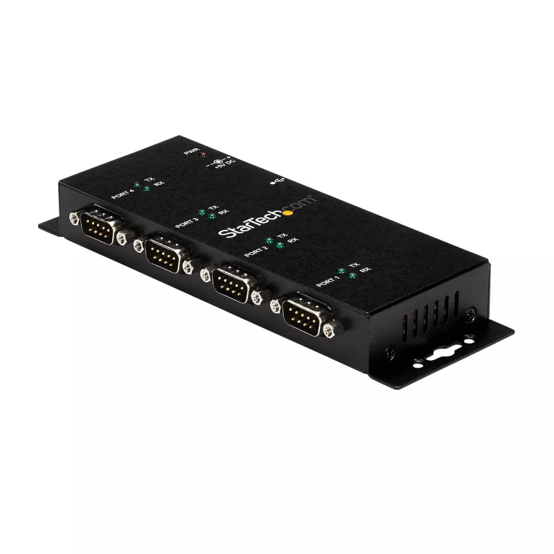 StarTech.com 4 portin USB-DB9 RS232 -sarja-adapterikeskitin – teollinen DIN-kisko- ja seinäasennus