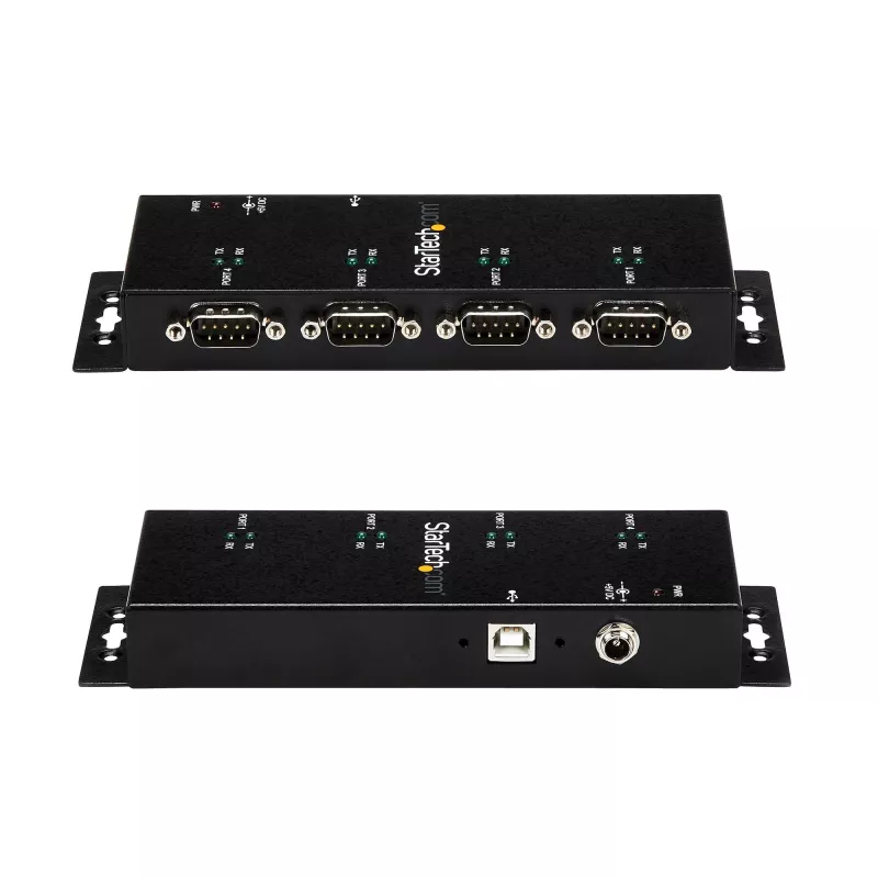 StarTech.com 4 portin USB-DB9 RS232 -sarja-adapterikeskitin – teollinen DIN-kisko- ja seinäasennus
