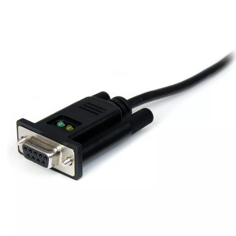 StarTech.com ICUSB232FTN 1-porttinen USB-nollamodeemi-RS232-DB9-sarja-DCE-sovitinkaapeli, FTDI, USB 2.0, musta