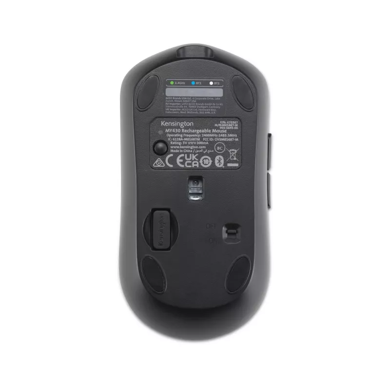 Kensington MY430 EQ ladattava hiiri, molempikätinen, optinen, RF Wireless + Bluetooth, 2400 DPI, musta