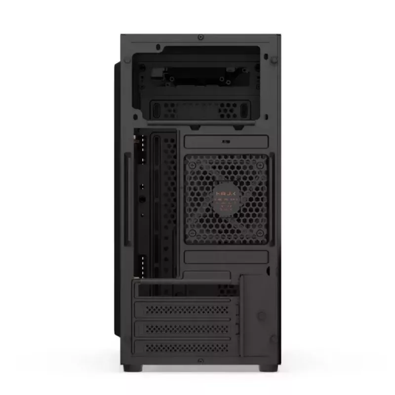PC-kotelo KRUX Astro Cube musta — Cube-kotelo, tukee Micro ATX/Mini-ITX, 1×3,5 tuuman + 2×2,5 tuuman paikat, sivulasiseinä, max. virtalähde 28 cm, max. jäähdytyskorkeus 136 mm