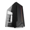 PC-kotelo KRUX Astro Cube musta — Cube-kotelo, tukee Micro ATX/Mini-ITX, 1×3,5 tuuman + 2×2,5 tuuman paikat, sivulasiseinä, max. virtalähde 28 cm, max. jäähdytyskorkeus 136 mm