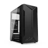 PC-kotelo KRUX Astro Cube musta — Cube-kotelo, tukee Micro ATX/Mini-ITX, 1×3,5 tuuman + 2×2,5 tuuman paikat, sivulasiseinä, max. virtalähde 28 cm, max. jäähdytyskorkeus 136 mm