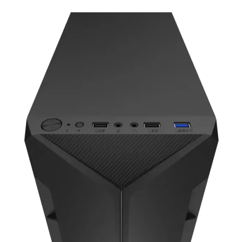 PC-kotelo KRUX Astro Cube musta — Cube-kotelo, tukee Micro ATX/Mini-ITX, 1×3,5 tuuman + 2×2,5 tuuman paikat, sivulasiseinä, max. virtalähde 28 cm, max. jäähdytyskorkeus 136 mm